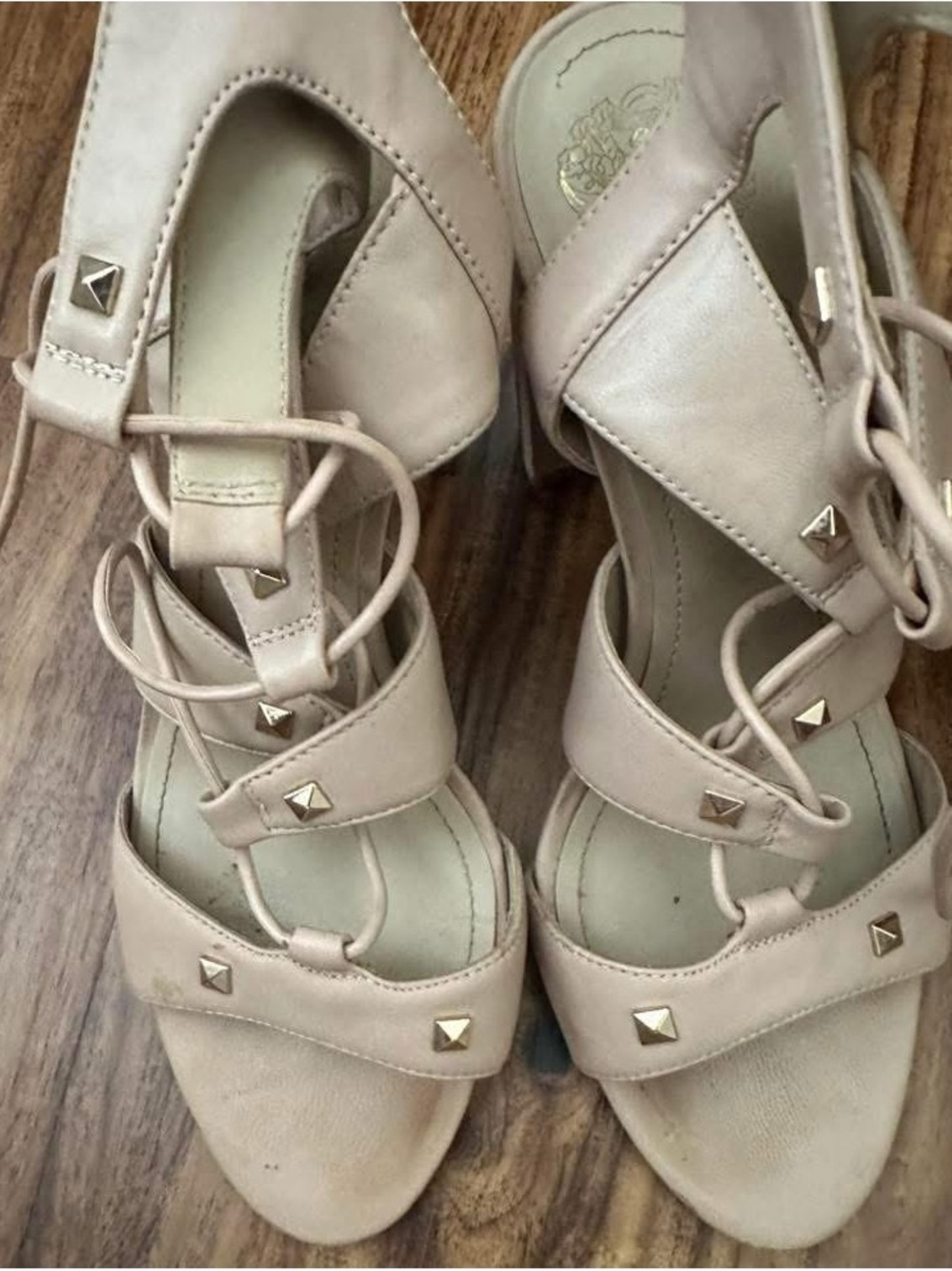 Vince Camuto Blush Lace-Up Studded Sandals